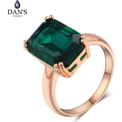 DANS ELEMENT Top Quality Four Claw Big Crystal Elegant Ring For Women Crystals From Austria Full Sizes Wholesale DER700