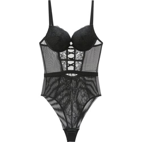 Women Lingerie Push Up Bodysuits Lace Teddies Sexy Bra Backless Body Shirt