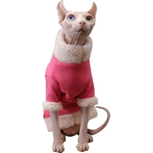 Sphinx Hairless cat Clothes Winter Warm Pink Pelvet Thick Cat sweater Clothes Sphynx Cat Jacket