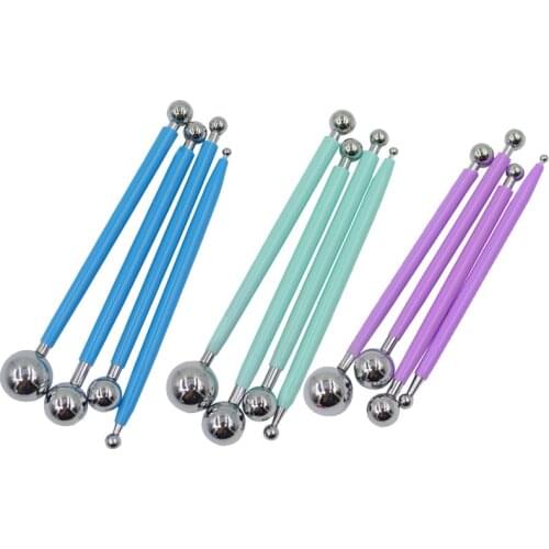 4pcs 8 Heads Professional DIY Stainless Steel Polymer Clay Tools Sculpture Tools for Clay Carving Molding Ball Stylus Sticks