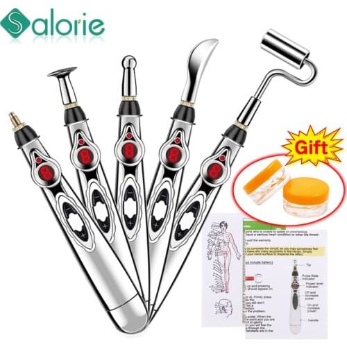5 Heads Electronic Acupuncture Pen Electric Meridians Laser Therapy Heal Massage Pen Meridian Energy Pen Relief Pain Tools