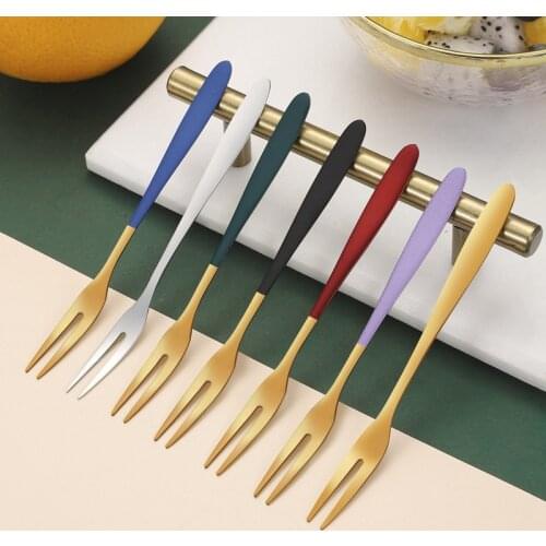 5pcs/20pcs Cutlery Set Stainless Steel Fruit Forks Sets Dessert Fork Christmas Dinnerware Utensils For Kitchen Wholesale