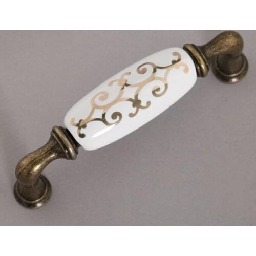 96mm Watkins cyanine ancient ceramic handles Rural cabinet door handles Antique European drawer knobs Zinc alloy kitchen pulls