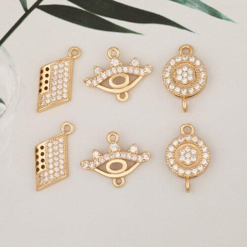 HAOSAW 6Pcs Choose/Jewelry Findings & Components/Connector/DIY Making/Geometry Shape/CZ Charms/Hand Made/Jewelry Accessories