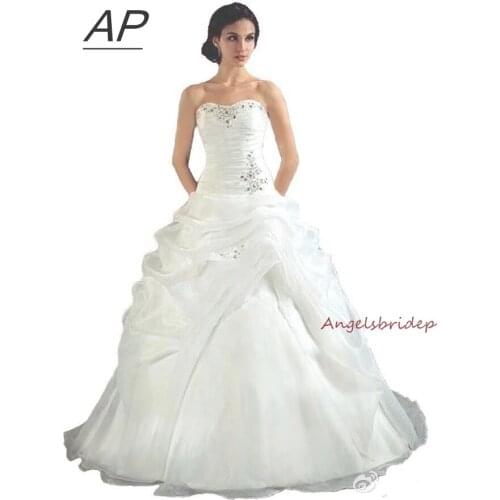 ANGELBRIDEP Vestido De Noiva 2021 Wedding Dress Sexy Sweeheart Applique Beading Oragnza Bride Dress Formal Bridal Gown Hot Sale