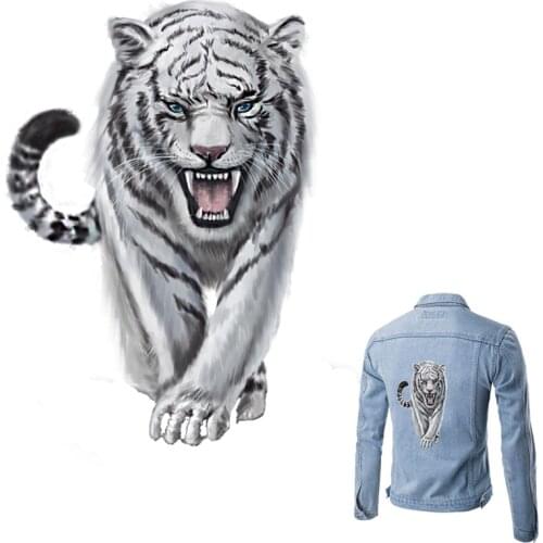 White Tiger Sticker On Clothes Iron Clothing Deco Heat Transfer Diy Accessory Set Badges Washable Patches For Clothing