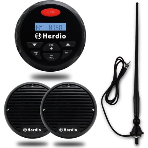 Bluetooth FM/AM Radio MP3/USB Player Waterproof Marine Audio for Boat ATV UTV +3 inch Waterproof Marine Speakers+Radio Antenna