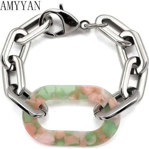 Stainless Steel Bracelets Gold/Silver Color 19/19.5cm Length Oval Shape Bracelet For Women Men Jewelry Present