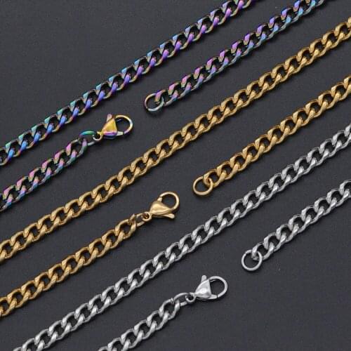 Never Fade 5mm 100% 316L Stainless Steel Hip Hop Miami Cuban Chain Necklace 7BEADS Women Men Rapper Jewelry Basic Chains