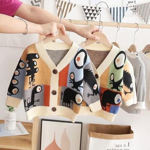 Lovely Cartoon Knitting Sweater Children Cardigant Outwear or Child 2021 Autumn New Boy Swaeter Coats Comfotable Long Sleeve