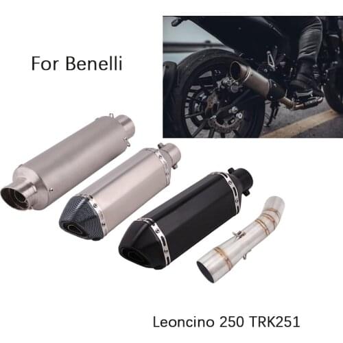 For Benelli Leoncino 250 TRK251 Motorcycle Exhaust Pipe Mid Link Pipe Slip On 51mm Mufflers Escape Reserve Original Catalyst