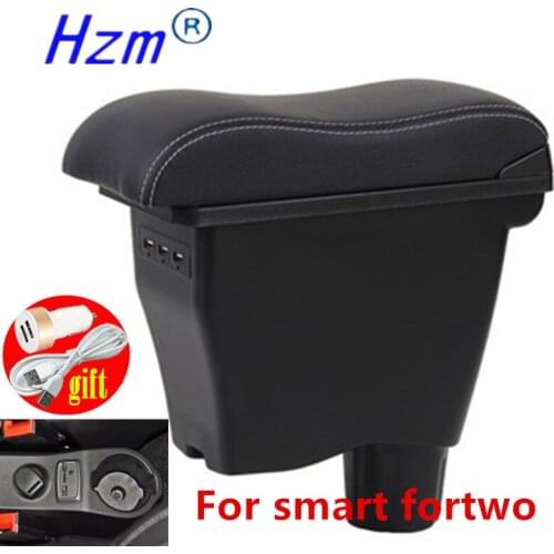 For smart fortwo armrest box universal car center console smart forfour caja modification with USB interface