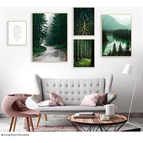 Mountain Lake Forest Wall Art Poster Road Travel Landscape Canvas Painting Quotes Art Prints Nordic Pictures Living Room Decor