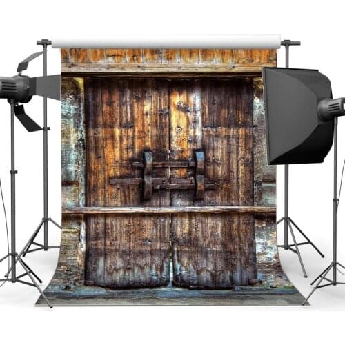 Grunge Wood Door Backdrop Weathered Wooden Plank Vintage Concrete Wallpaper