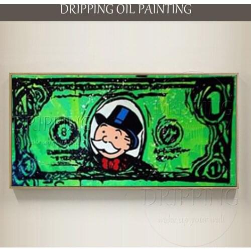 Skilled Artist Hand-painted Wall Art Graffiti Dollar Oil Painting on Canvas Home Decor Money Dollar Painting Graffiti Painting
