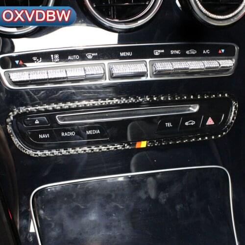 Carbon Fiber Car Center CD frame Console Frame Cover Trim For Mercedes C Class W205 C180 C200 GLC Car Styling