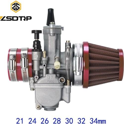 ZSDTRP Motorcycle PWK Carburetor With Air Filter Adapter 21 24 26 28 30 32 34mm for ATV Dirt Bike GO KART