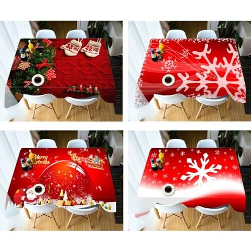Fashion Snow Wedding Pattern Rectangular/Round Soft Thickened Cotton Christmas Tablecloth Dustproof Cover Towel for Party