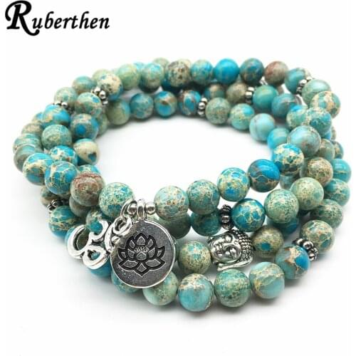 Ruberthen Fashion Ohm Buddha Head Bracelet Designer Spiritual Balance Yogi Jewelry Trendy Natural Regalite Stone Bracelet
