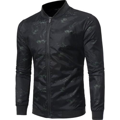 Mens 2021 Spring New Hot-Selling Mens Casual Printed Jacket Mens Fashion Sense Stand-Up Collar Jacket Ouma