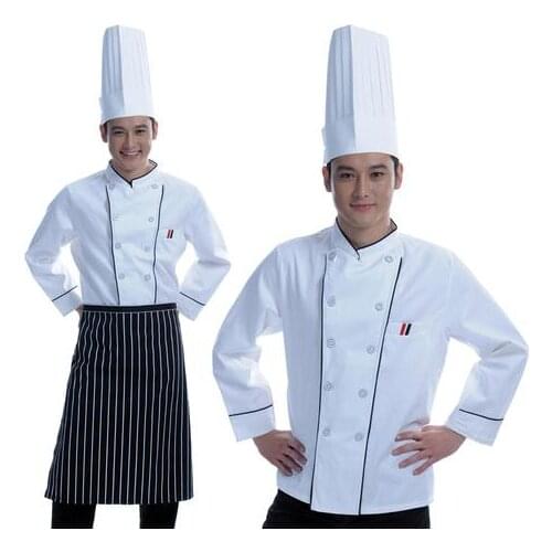 New 2019 High Quality Chef Uniforms Clothing Long Sleeve Men Food Services Cooking Clothes Uniform Chef Jackets