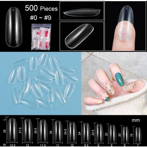 TKGOES New 500pcs/bag Beauty Oval white nail tips salon full cover french nail art tips full cover acrylic fake nails