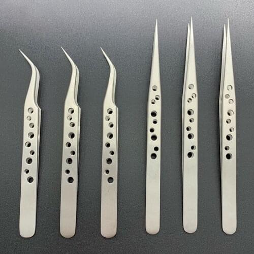 Stainless Steel Eyebrow Tweezer False Eyelash Extension Tweezers Auxiliary Repair Hyperfine Lashes Tools Make Up Tweezers