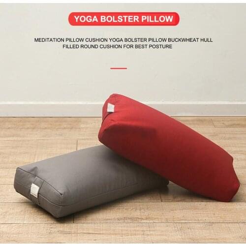 Yoga Bolster Cushion Yoga Pillow Yoga Bolster Round Cushion Buckwheat Hull Filled Washable Cover Organic Cotton Yoga Mat Fitness