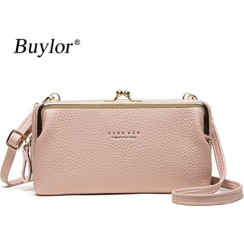 Luxury Womens Bag Crossbody Bag Soft Leather Ladies Small Cell Phone Wallet Shoulder Messenger Bag Long Standard Female Purse