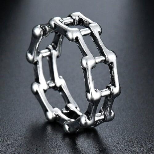 Vintage Chain Rings Cuban Curb Link Biker Punk Stylish Ring for Women Girls Men Jewelry Gothic Accessories