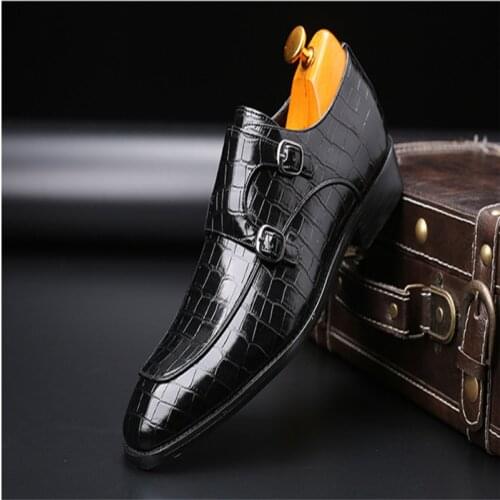 Sapato Social Masculino Men Crocodile Skin Shoes Formal Shoes Brogue Elegant Classic Business Wedding Glitter Mens Dress Shoes