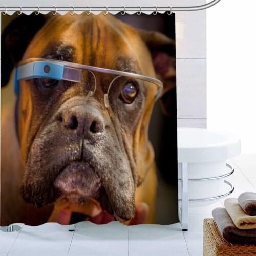 Dog Boxer Shower Curtain Polyester Fabric Print Bath Curtains For Bathroom Waterproof Bath Curtain Hook Modern Eco-Friendly