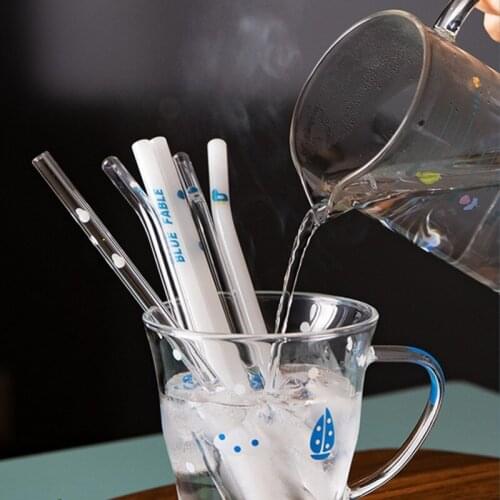 Home Drinking Glass Reusable Drinking Glass Straws High Borosilicate Glass Straw For Smoothie Milkshakes Drinks Bar Accessoroy