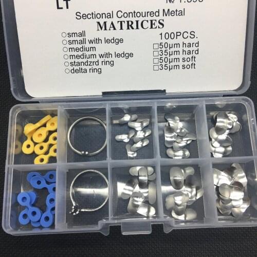 Dental Matrix Sectional Contoured Metal Matrices No.1.398 Dental Supplies Dentist Tools 100Pcs