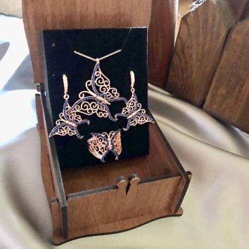 Navy Blue Butterfly Colorfull 925 Silver Set