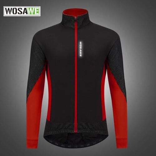 WOSAWE Winter Cycling Jacket Warm Fleece Lining Mountain Cycling Jacket Lightweight Windproof Reflective Non-slip Striped Jacket