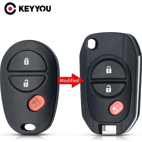 KEYYOU Replacement Remote Car Key Shell Modified Flip 3 Buttns Fob TOY43 Case For Toyota Tacoma HIGHLANDER SEQUOIA Sienna Tundra