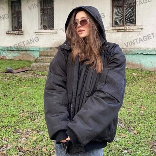 B-TOTO American Retro Black Butterfly Design Cotton Clothes Womens Tide Ins Autumn And Winter Thick Coat 2021 New Fashion