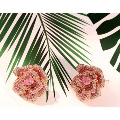 Fashion Luxury Famous Brand Rhinestone Flower Shape Vintage Bridal Earrings for Women Party Hanging Brincos Wedding Jewelry