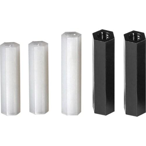 1000PCS/lot M2.5*5/6/8/10/12/15/18/20 BK/White Nylon Hex Standoff 2.5MM Female to Female Nylon Plastic Spacer Screw Long Hex Nut