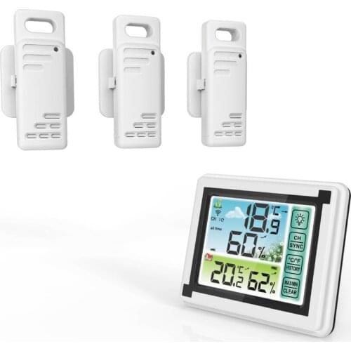 Color Touch Screen Weather Station + Outdoor Forecast Sensor Backlight Thermometer Hygrometer Wireless Weather Station