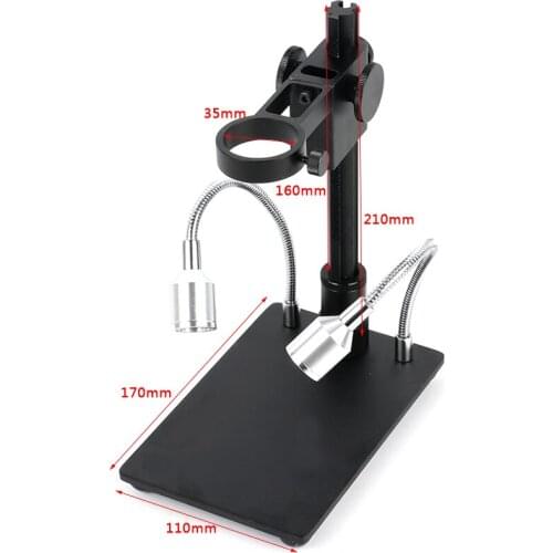 Adjsutable USB Digital Microscope Camera Stand Aluminum Alloy Holder Bracket Table with LED Light Illumination For PCB Soldering