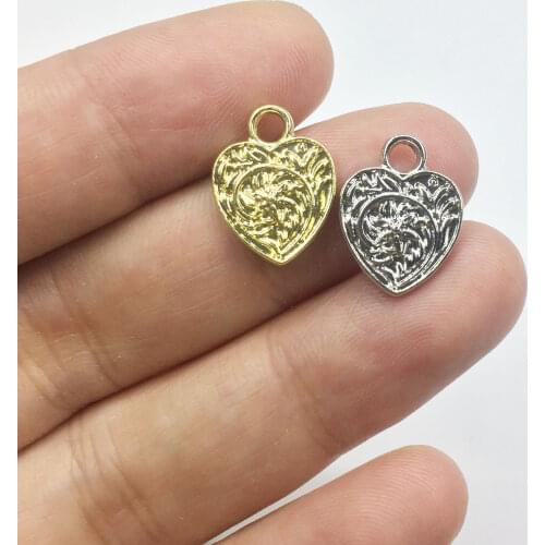 Eruifa 20pcs 12mm Beutiful Heart gold/Silver plated Zinc alloy Charms Pendant Jewelry DIY Necklace Bracelet Earrings 2 colors