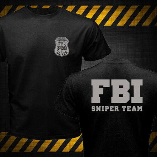 Fashion New Fbi Sniper Team T-Shirt Double Side Men Cotton O-neck Tshirt Hip Hop Tees Tops Harajuku