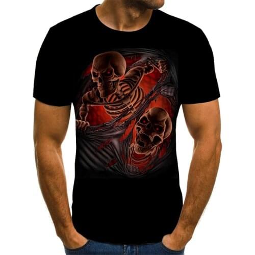 New horror mens t-shirt mens skull head grim reaper 3DT-Shirts summer fashion tops fun boy clothing Large Size Street Clothing
