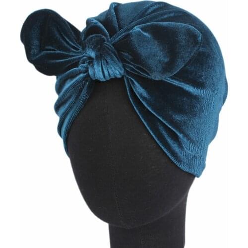 Hot New Women Hijabs Hats Winter Velvet Rabbit Ear Turban Hats Women Soft Velvet India Cap Hair Accessory Bandana Hairband