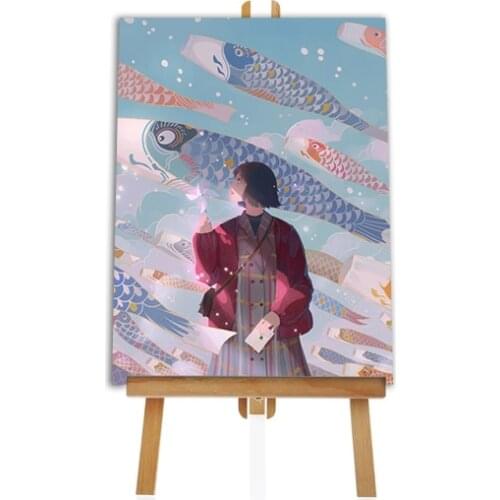 Origami Girl Picture DIY painting by numbers anime Colouring Zero Basis HandPainted Oil Painting Unique Gift Home Decor