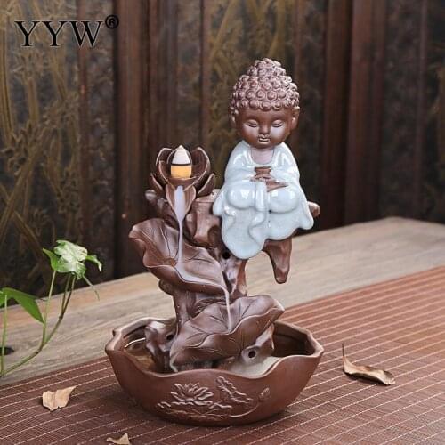 Incense Burner Ceramic Backflow Small Tathagata Buddha Creative Lovely For Home Or Office Ornaments Incense Stick Holder