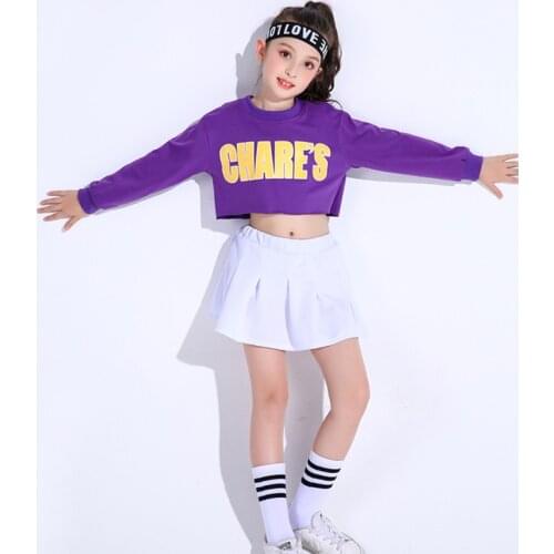 Girls Hip Hop Mini Skirt Kids Jazz 2 Pcs Set Crop Top Summer Outfit Teenage Children Rap Clothes Costume Streetwear Street Dance