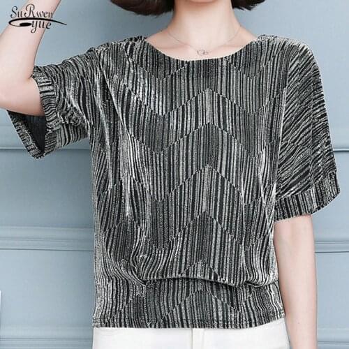 Fashion Elegant Shiny Sequin Blouse Red Golden Shine Womens Blouses Glitter Shirt Tops Tunic Women Blouses Plus Size New 10127